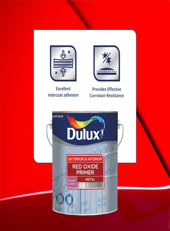 Dulux Red - Oxide Metal Primer | Suitable For Interior & Exterior Work |Quick Drying, Rust Protection for Metal Surfaces, 4 Litres - Image 2